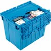 Global Industrial Distribution Container With Hinged Lid, 21-7/8x15-1/4x17-1/4, Blue 257811BL